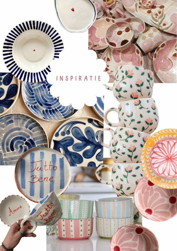 Inspiratiebord workshop Pottery Painting